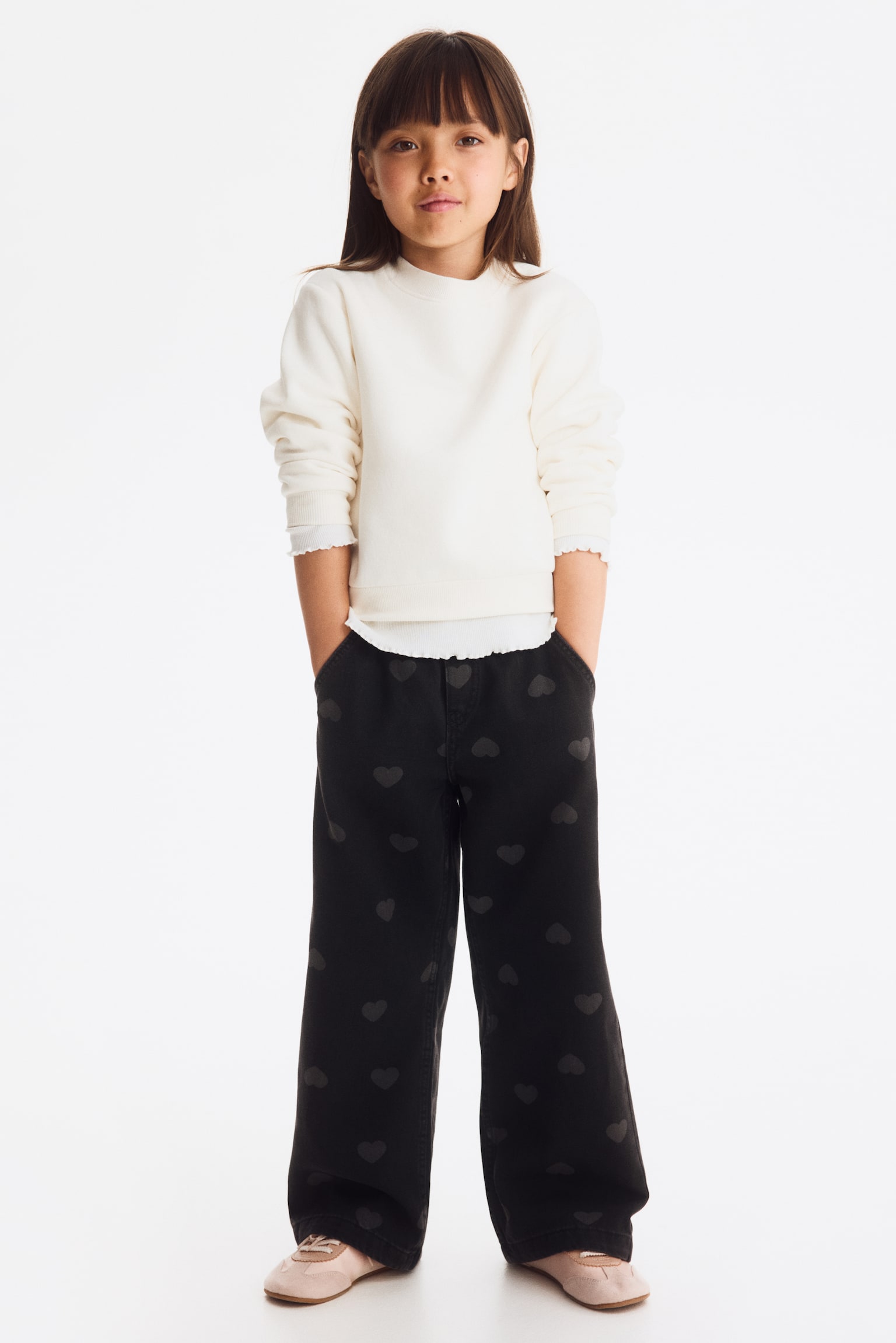Wide Leg Loose Fit Jeans - Чорний денім/сердечка/Коричневий/леопардовий принт/Блакитний денім/сердечка - 1