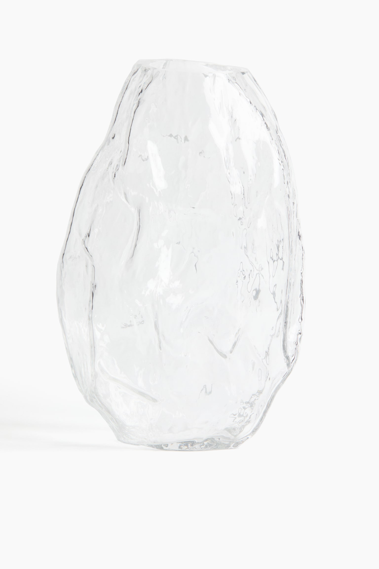 Много голяма ваза от релефно стъкло - Прозрачен - 1