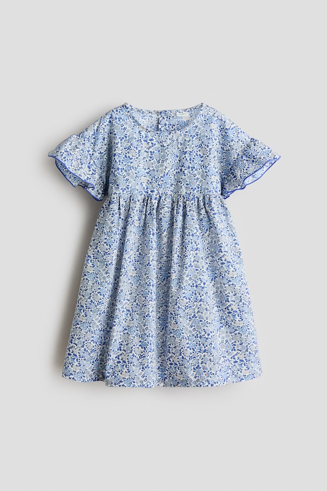 Printed Cotton Dress - Blue/floral/Yellow/floral - 1