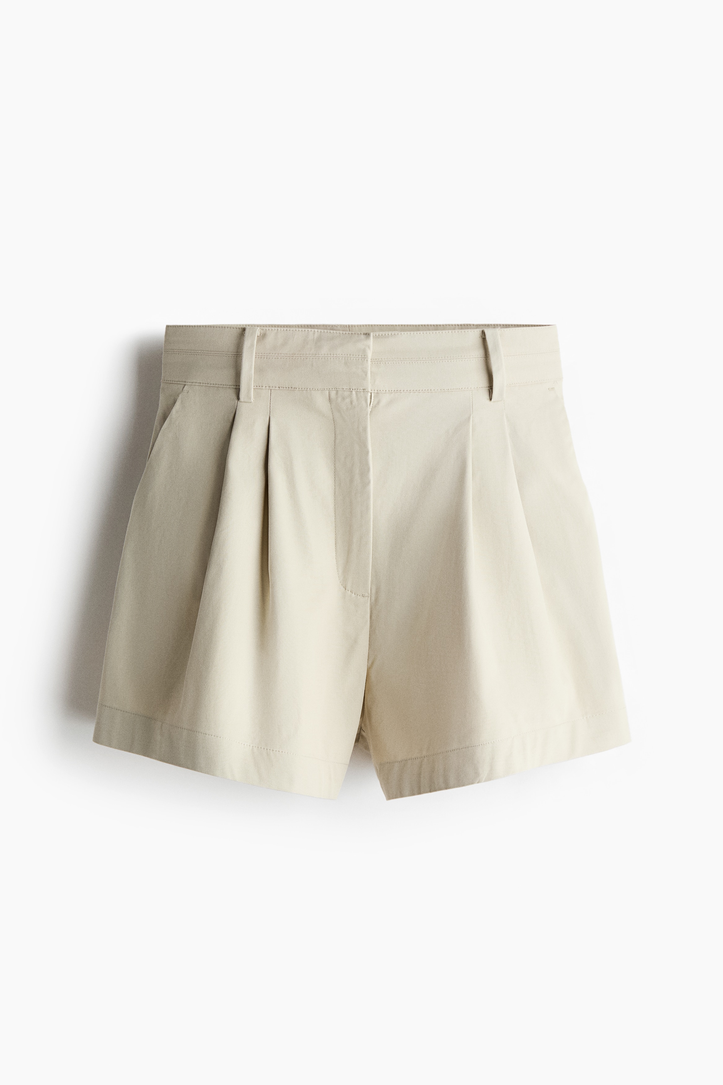 Tailored twill shorts - Light beige/Dark khaki green