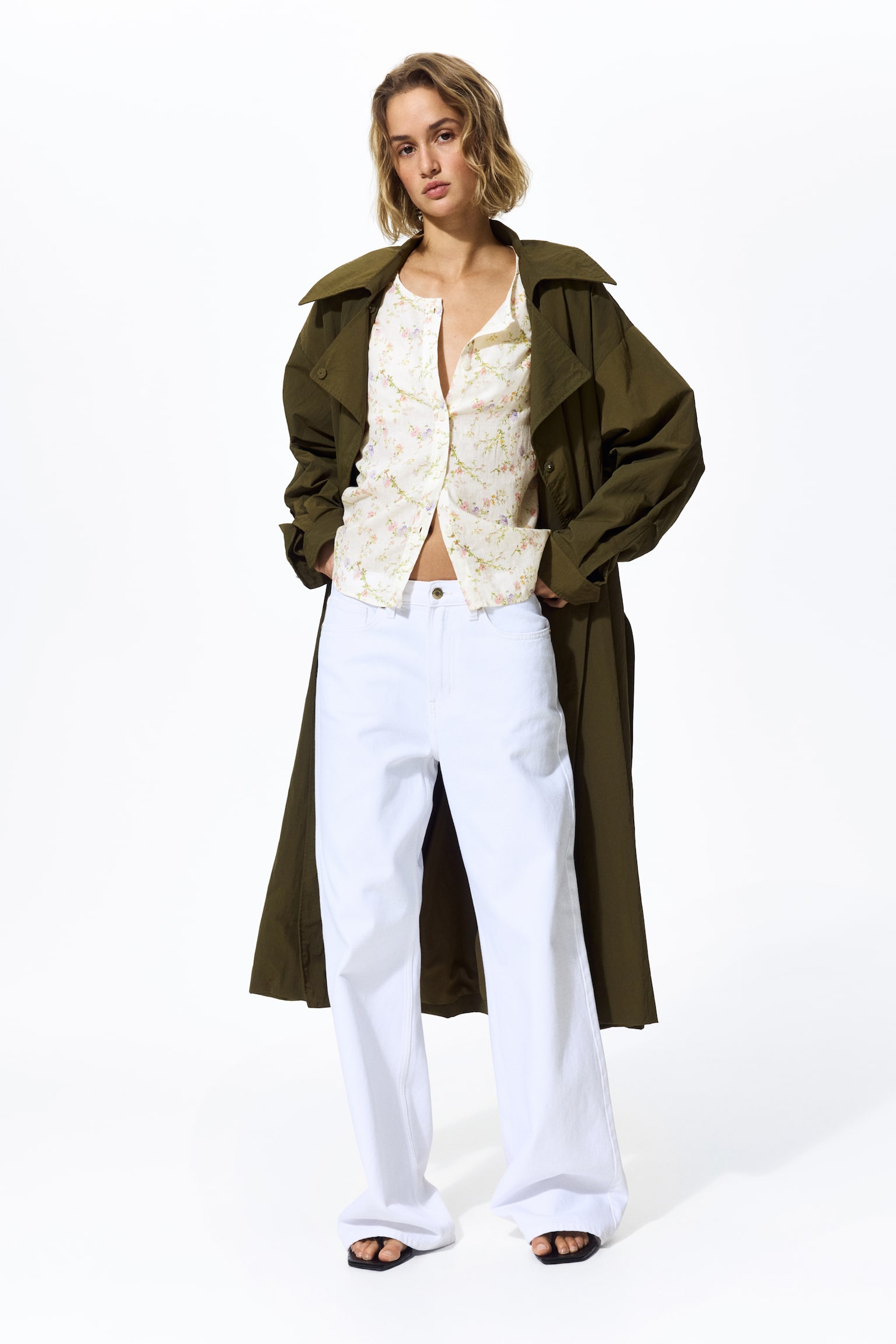 חולצה מתערובת פשתן - לבן/פרחוני/תכלת/לבן פסים - 6