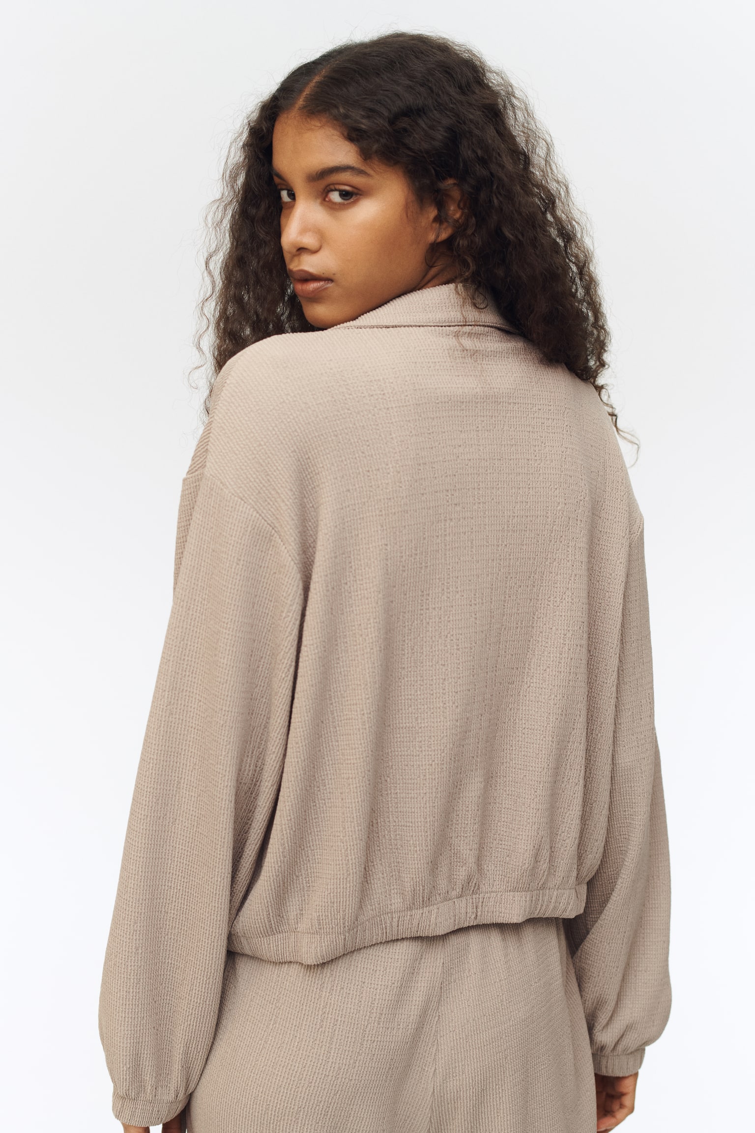 Textured jersey jacket - Beige/Dark brown - 6