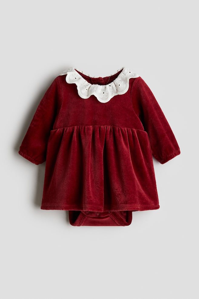 Robe body en velours de coton - Rouge - 1