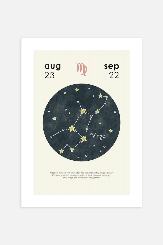 Zodiac Poster - Virgo/Capricorn/Gemini/Aries/Pisces/Saggitarius/Leo/Scorpio/Cancer/Aquarius/Libra - 1