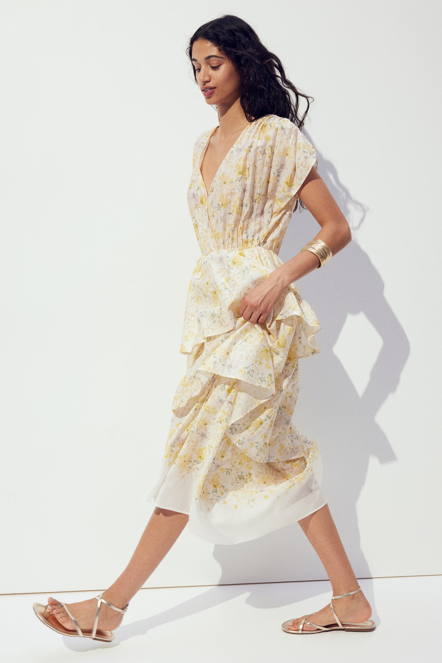 Tiered dress - Light yellow/Floral - 5