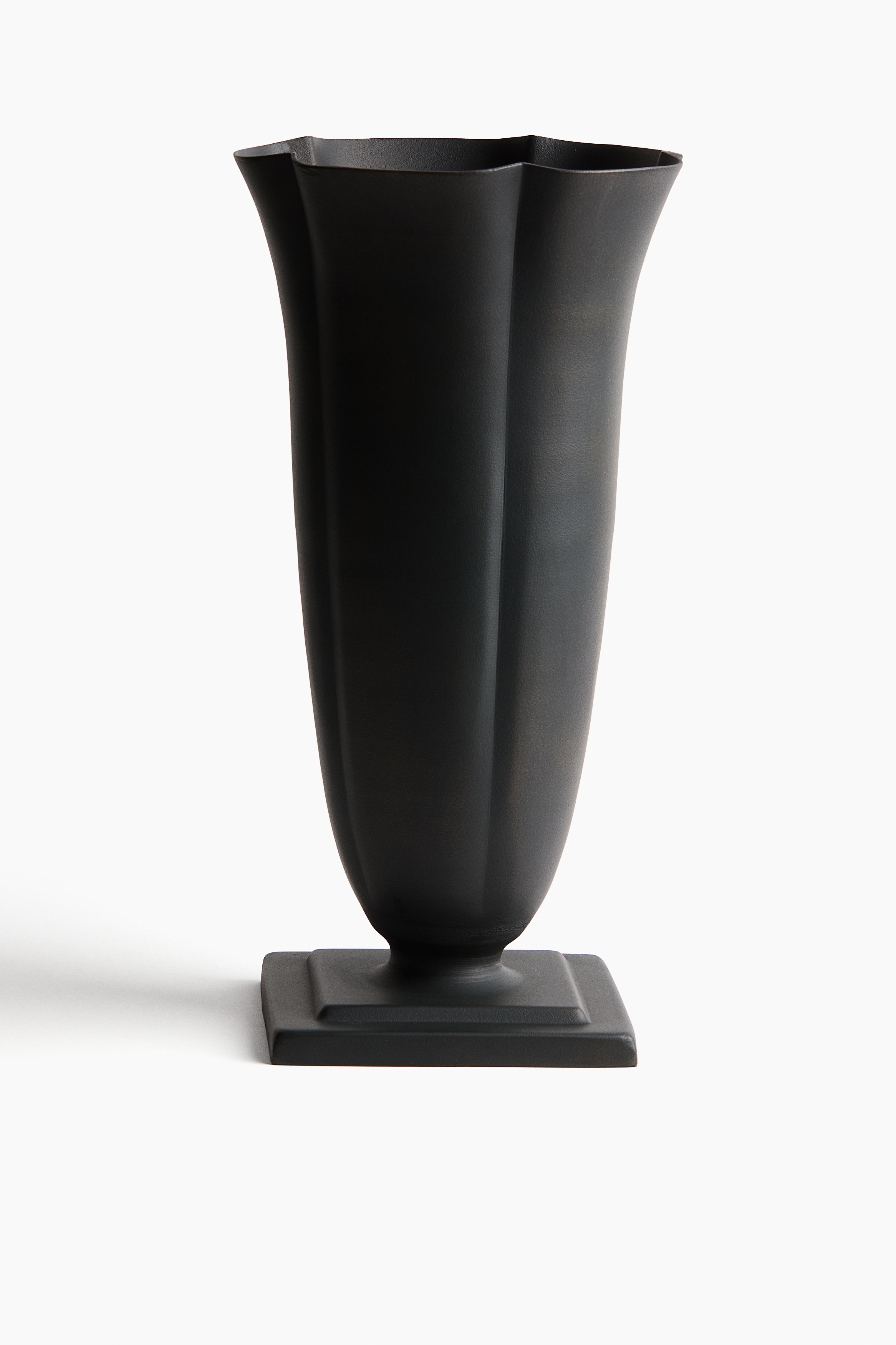 Large fluted metal vase