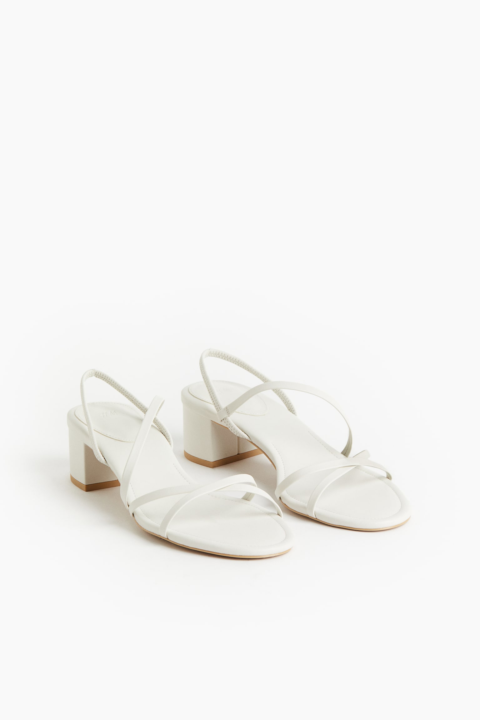 Block-heeled Sandals - White/Black - 2