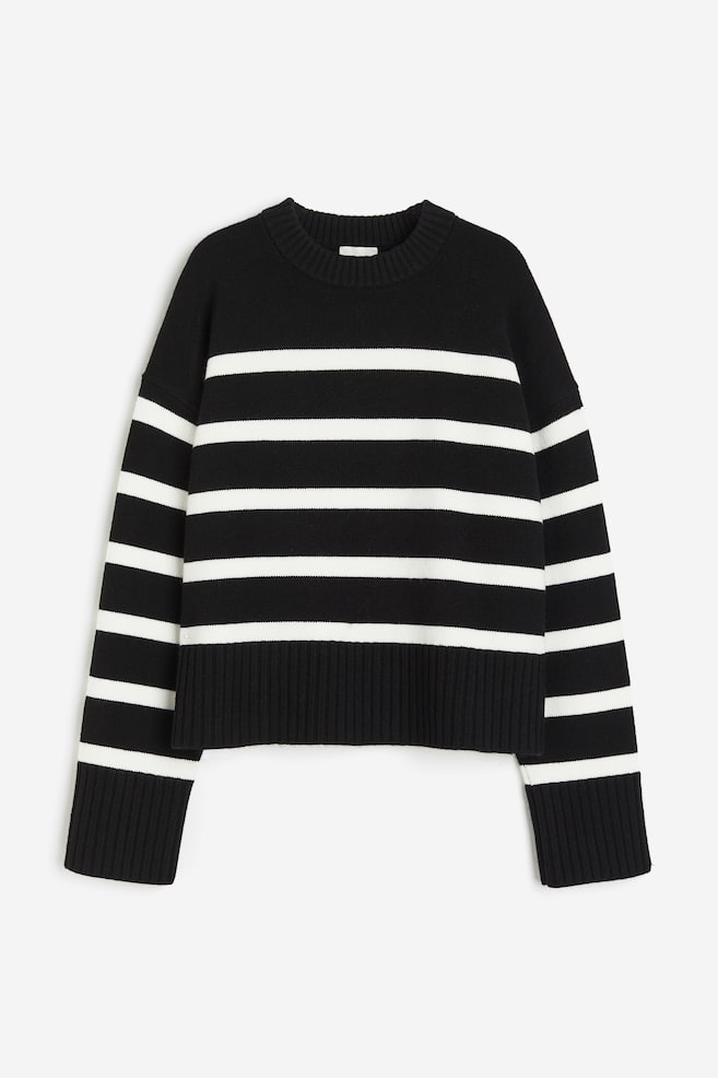 Loose-fit jumper - Black/Striped/Dark grey/Striped/Light beige/Striped - 2