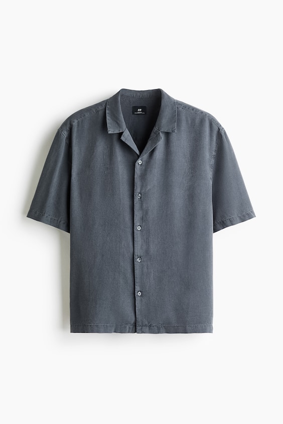 Мужские рубашки H&M Relaxed-Fit Linen-Blend Resort Shirt