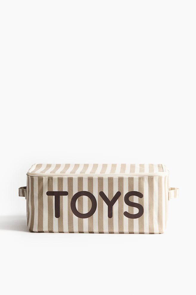 Panier à jouets avec couvercle - Beige/rayé/Rose clair/rayé/Bleu clair/rayé/Vert/rayé/Gris foncé - 1