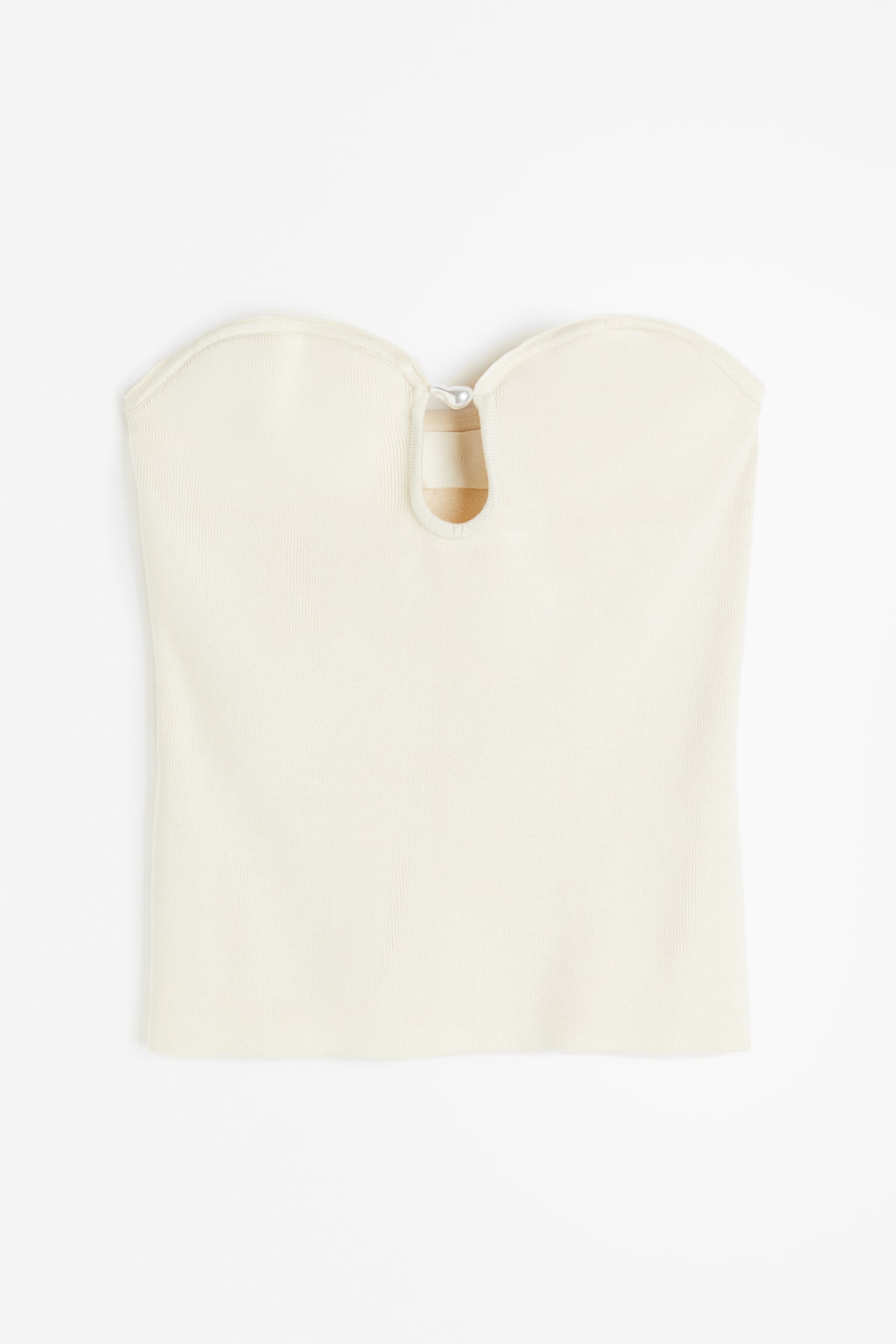 Bead-detail tube top - Cream - 1