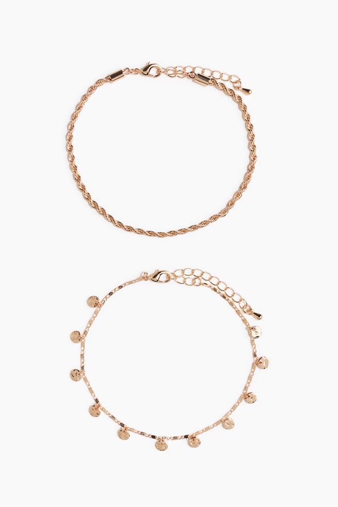 2-pack metal anklets - Gold-coloured - 1
