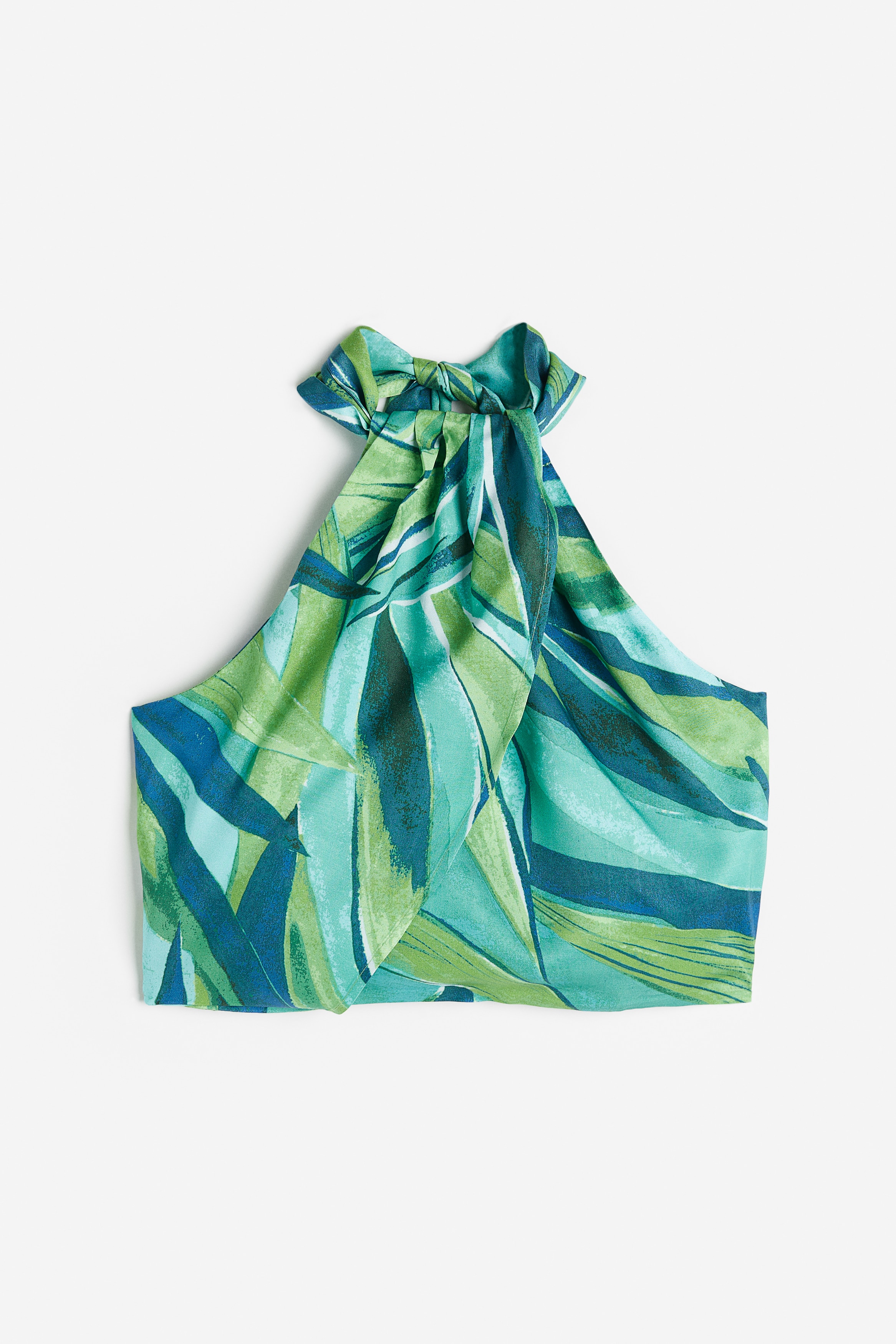 Drapiertes Neckholder-Top - Neckholder - Ärmellos - Türkis 