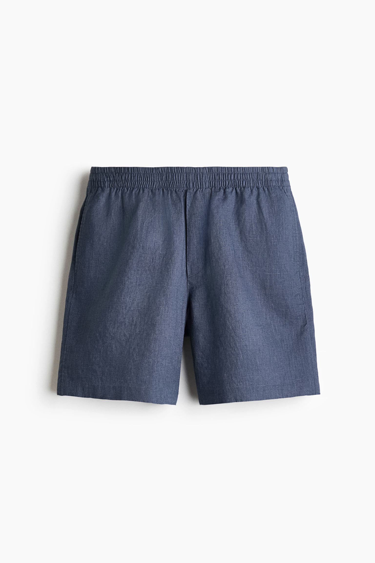 מכנסי פשתן קצרים Relaxed Fit - כחול כהה מאובק/שחור/לבן/בז' בהיר - 1