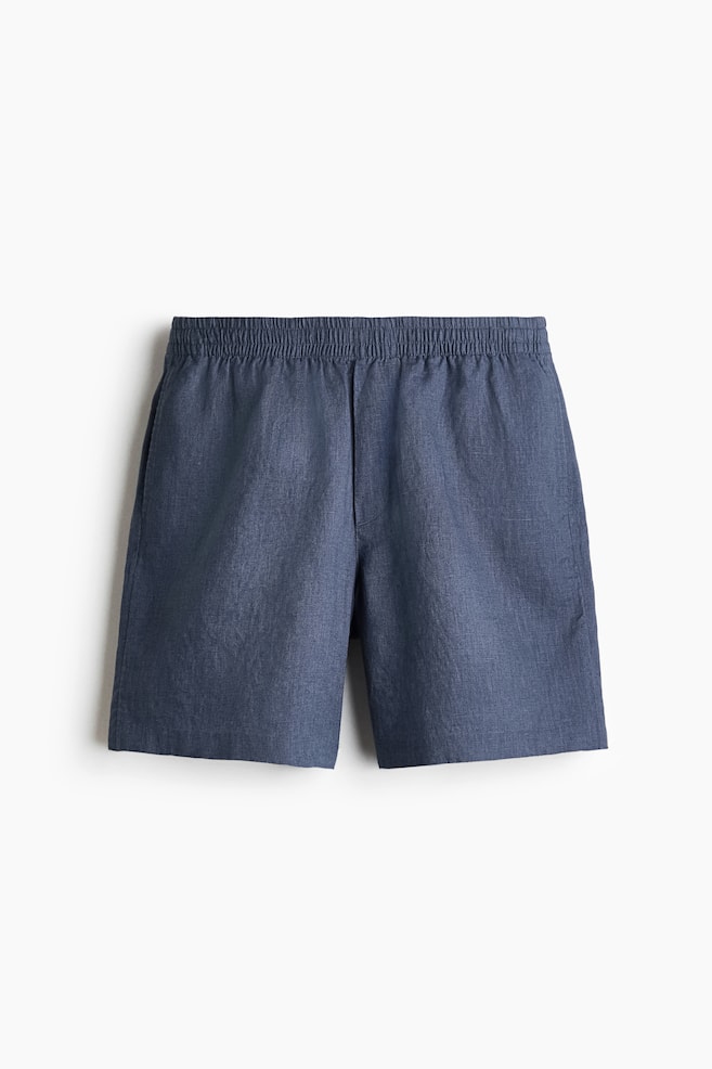 Relaxed Fit Linen shorts - Dark dusty blue/Black/White/Light beige - 1