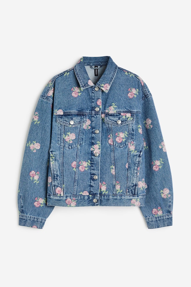 Printed denim jacket - Denim blue/Floral - 2