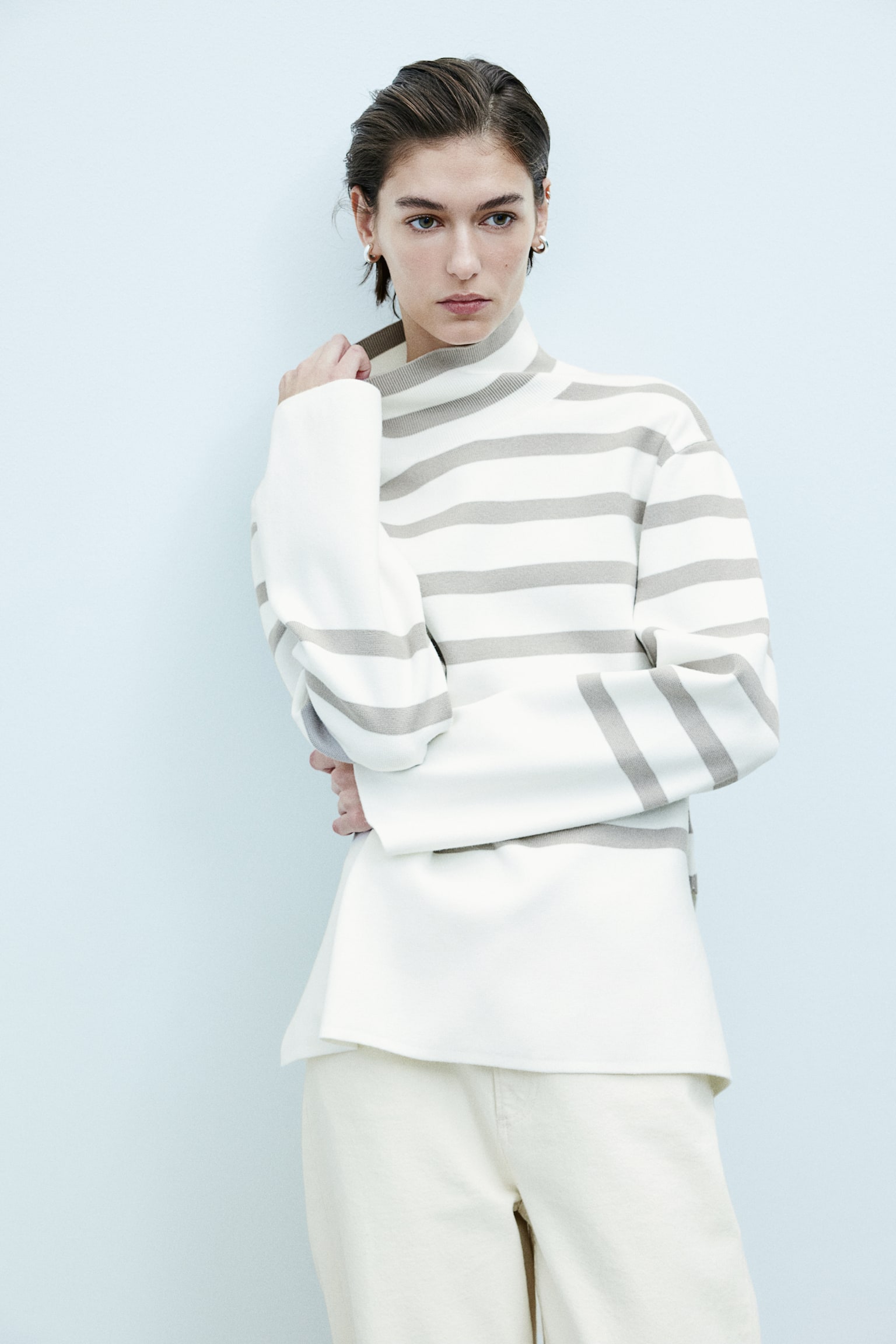 Turtleneck jumper - White/Beige striped/Navy blue/Cream striped/Cream/Striped - 4