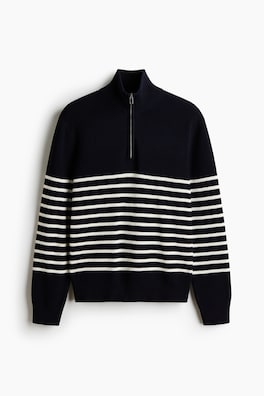 Stickad tröja med dragkedja Regular Fit