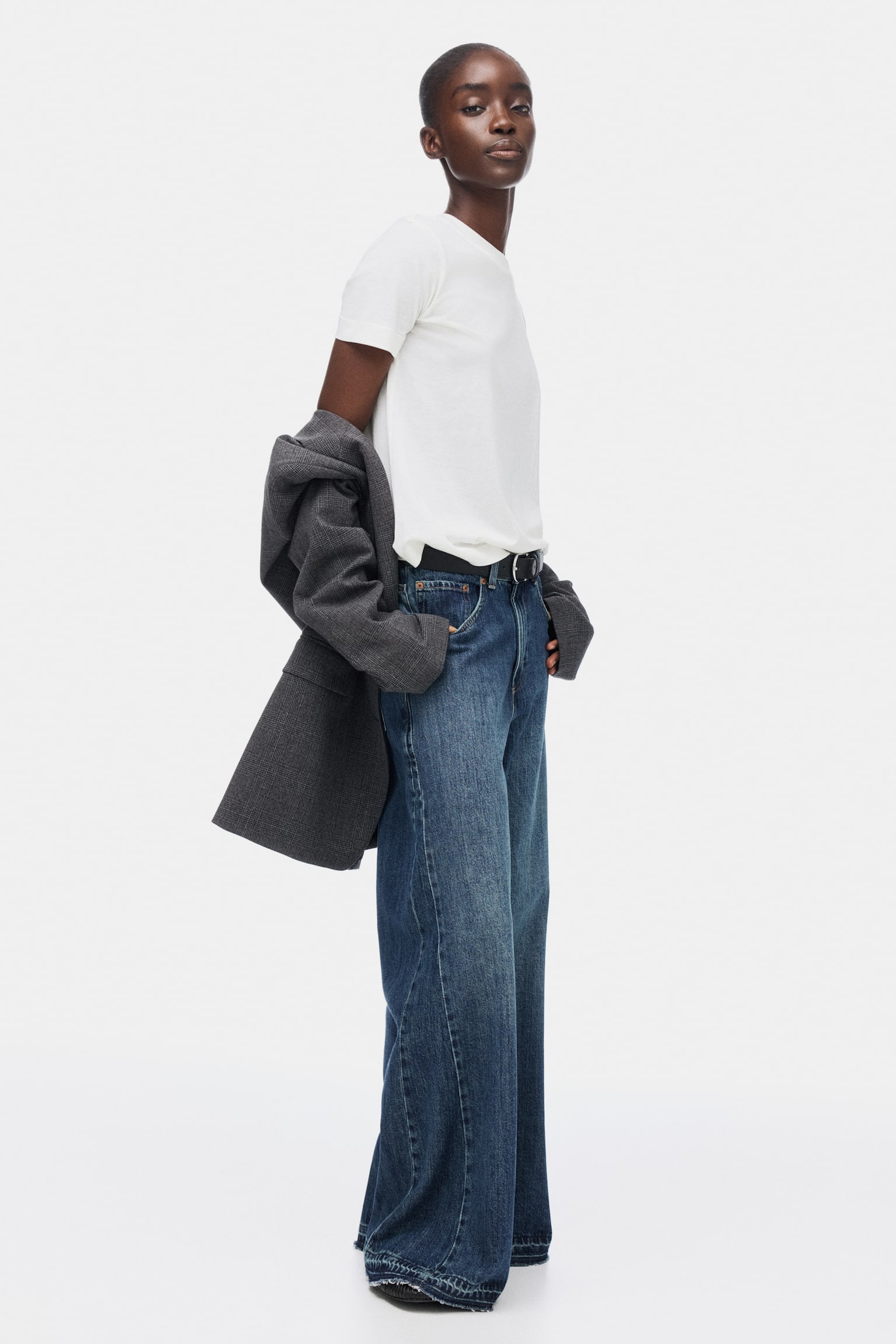 T-shirt en soie mélangée - Blanc/Noir - 4