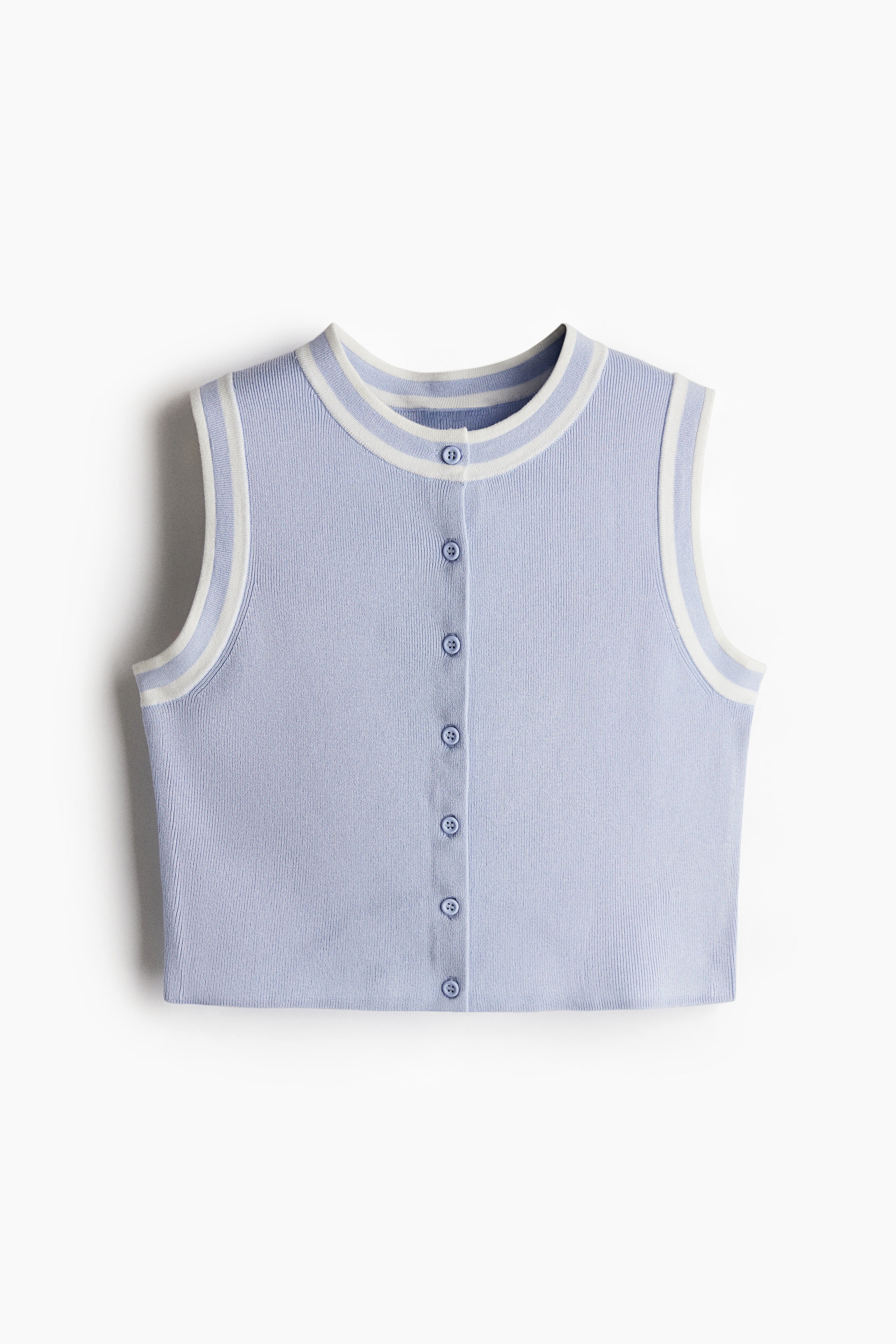 Button-Front Sweater Vest - Light dusty blue/Black