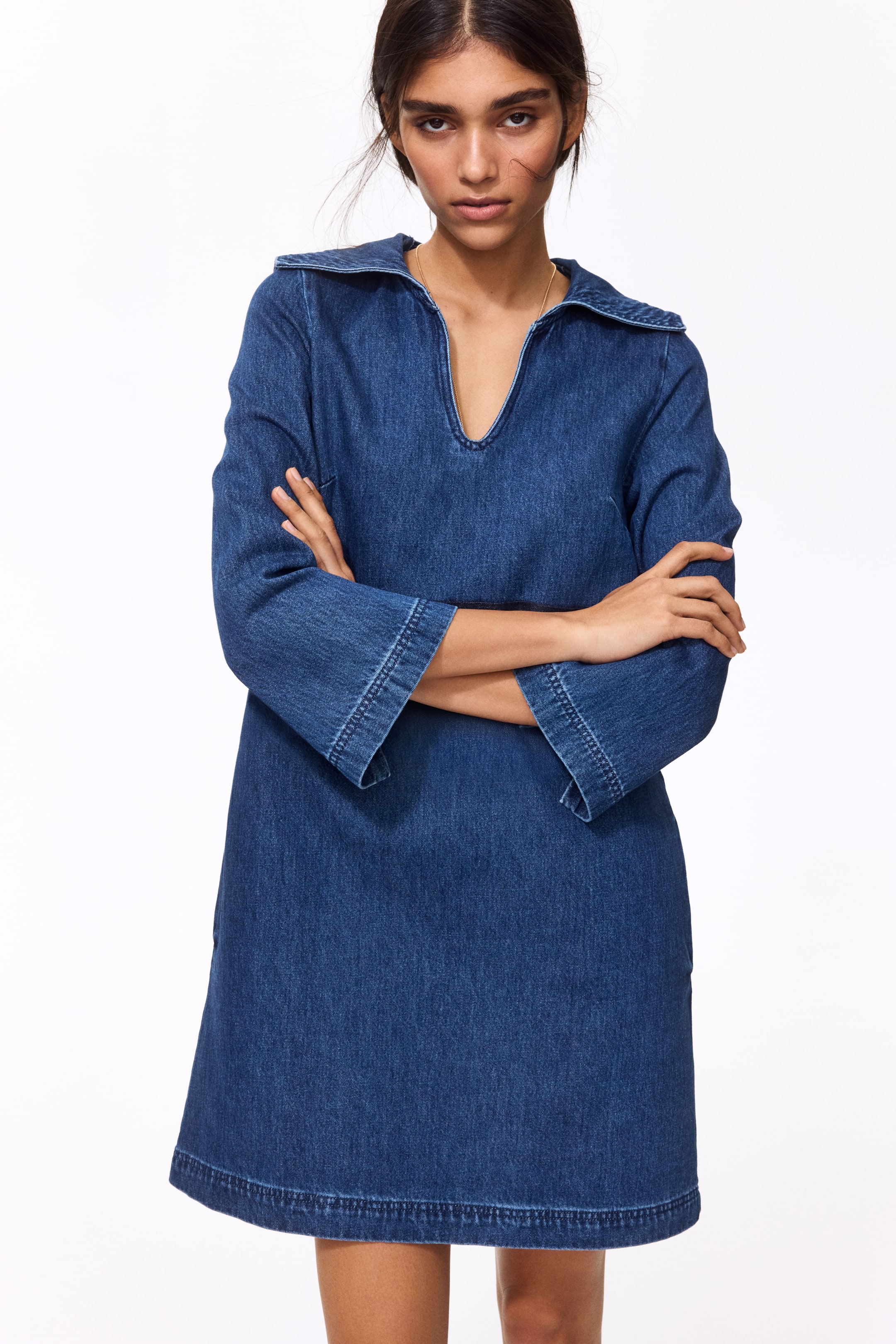 View larger image: Sailor-collar denim dress - Dark denim blue - Ladies | H&M IN 1