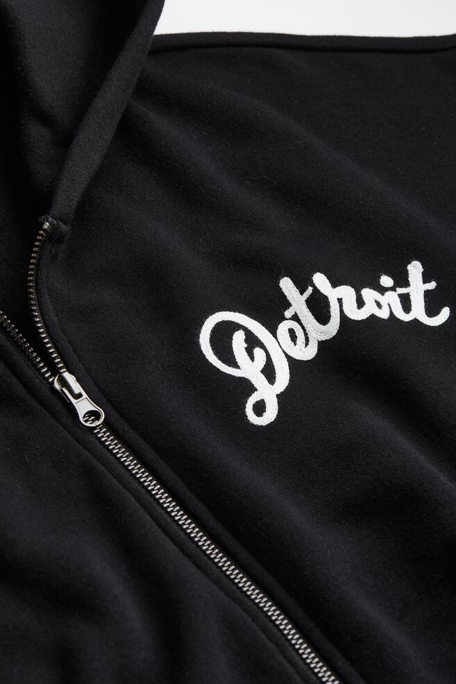 Oversized Fit Zip-through hoodie - Black/Varsity Detroit/Cream/Varsity Detroit - 2