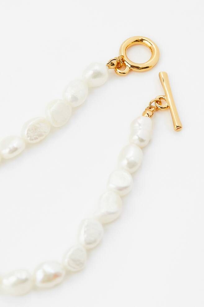 Gold-plated pearl bracelet - White - 4