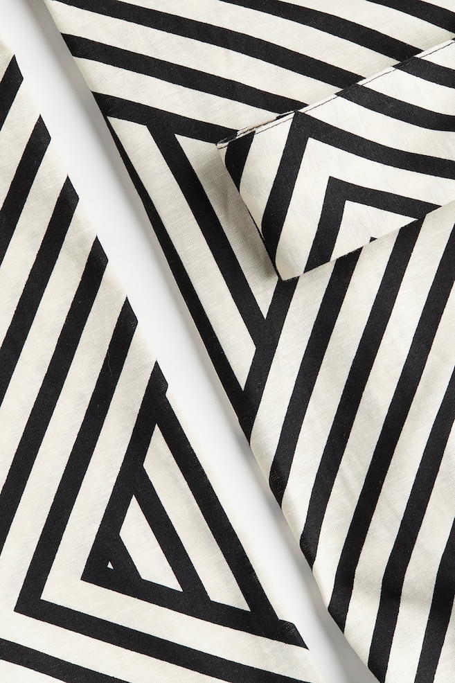 Linen-blend wrap dress - Cream/Geometric pattern - 4