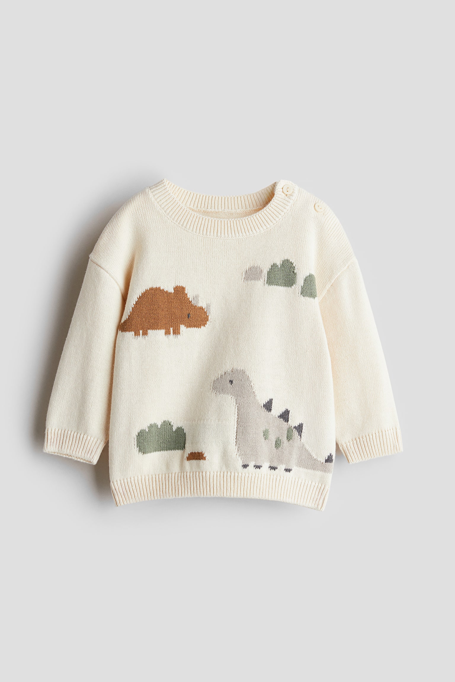 Cotton-knit jumper - White/Dinosaurs/Beige/Striped/Beige/Fox/Dark grey - 1