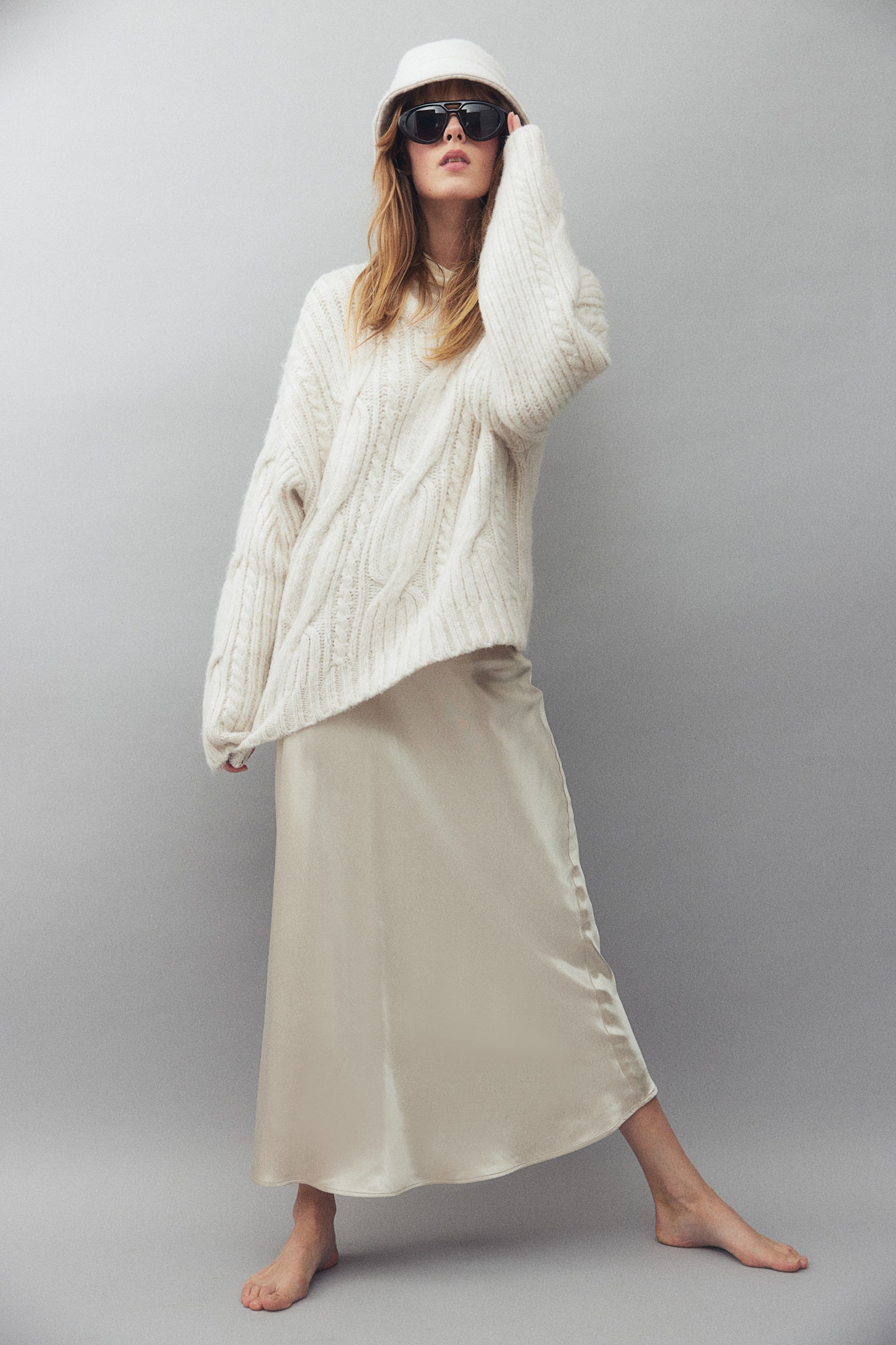 Cable-knit jumper - White - 5