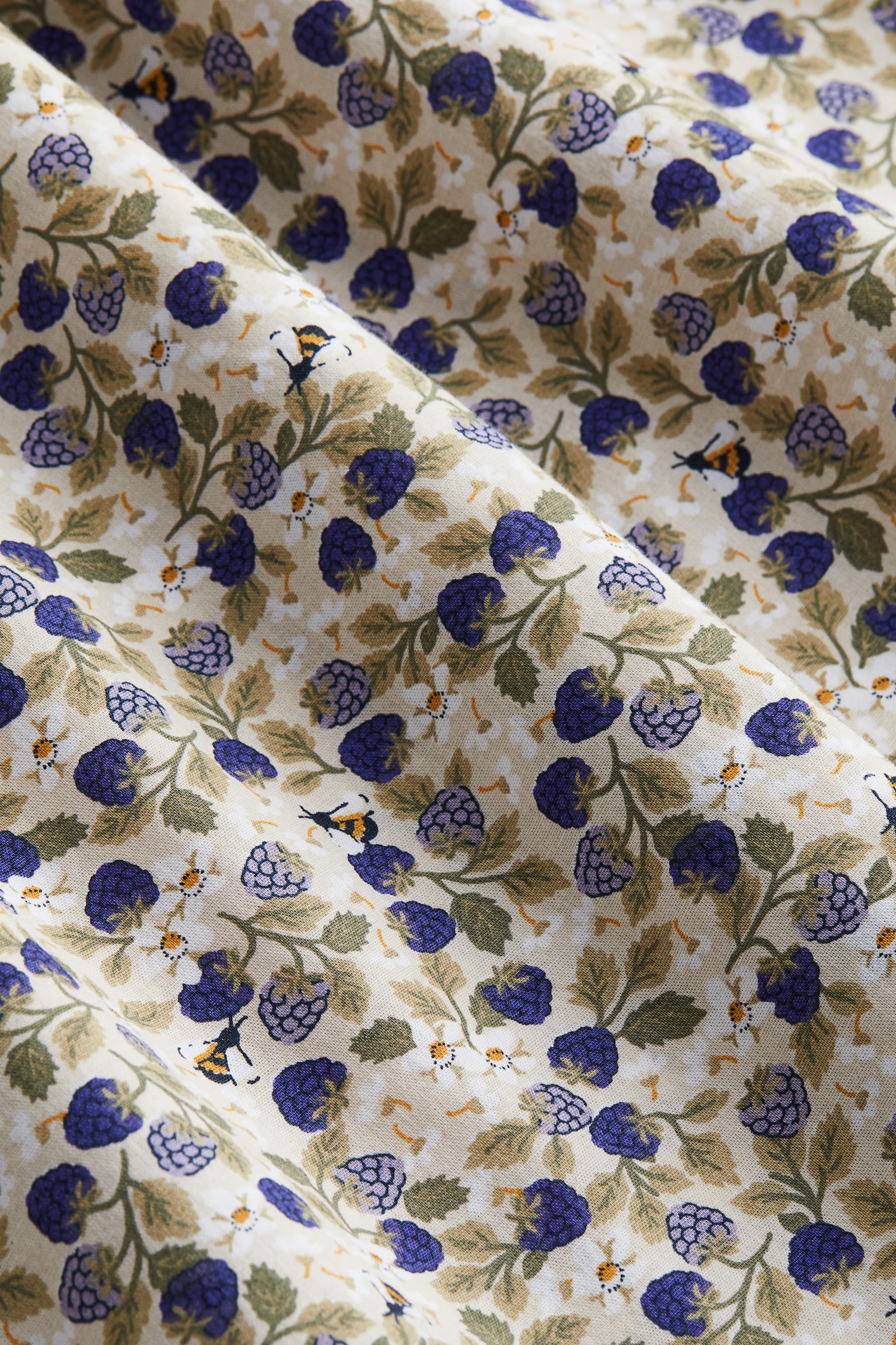 Collared Cotton Dress - Beige/Berries - 2