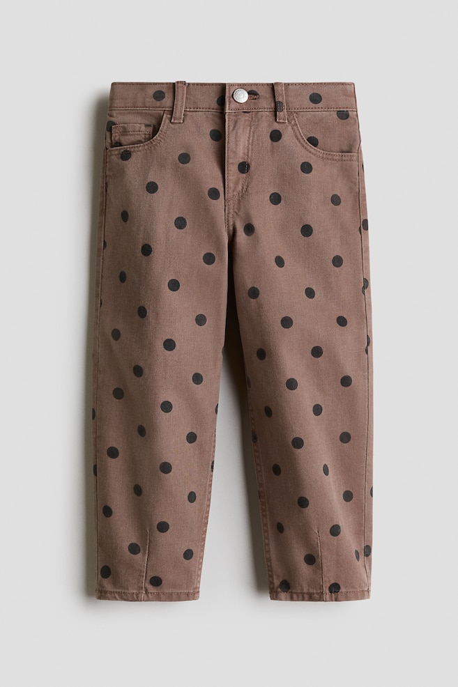 Cotton twill barrel trousers - Dark mole/Polka dot/Light dusty pink/Floral/Cream/Polka dot - 1