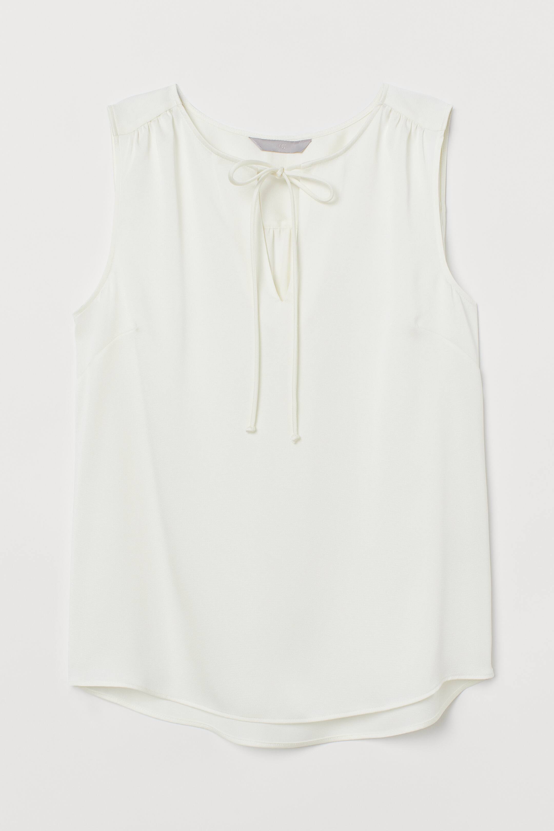 View larger image: Tie-front satin blouse - White - Ladies | H&M 1