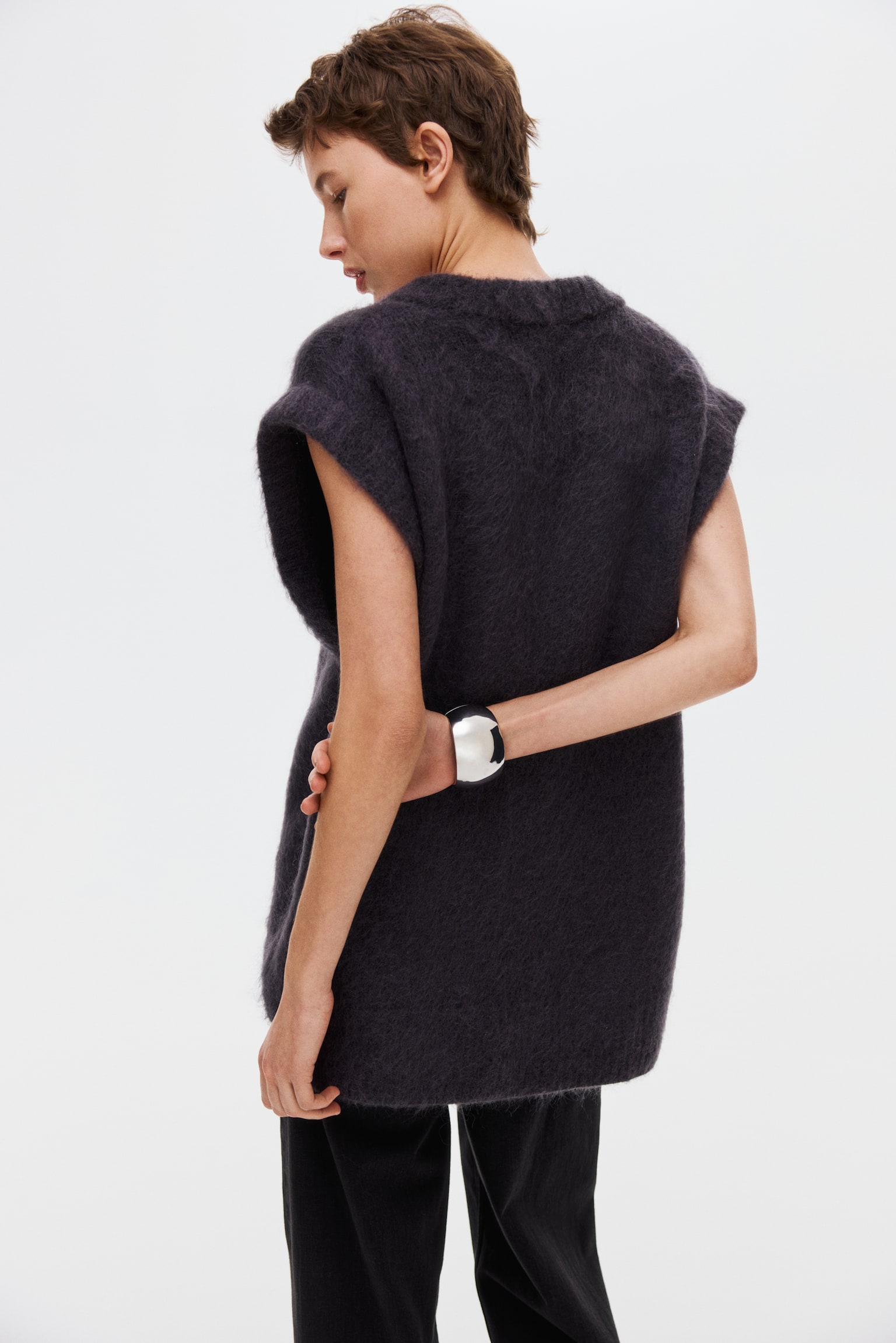 Mohair-blend sweater vest - Dark grey - 6