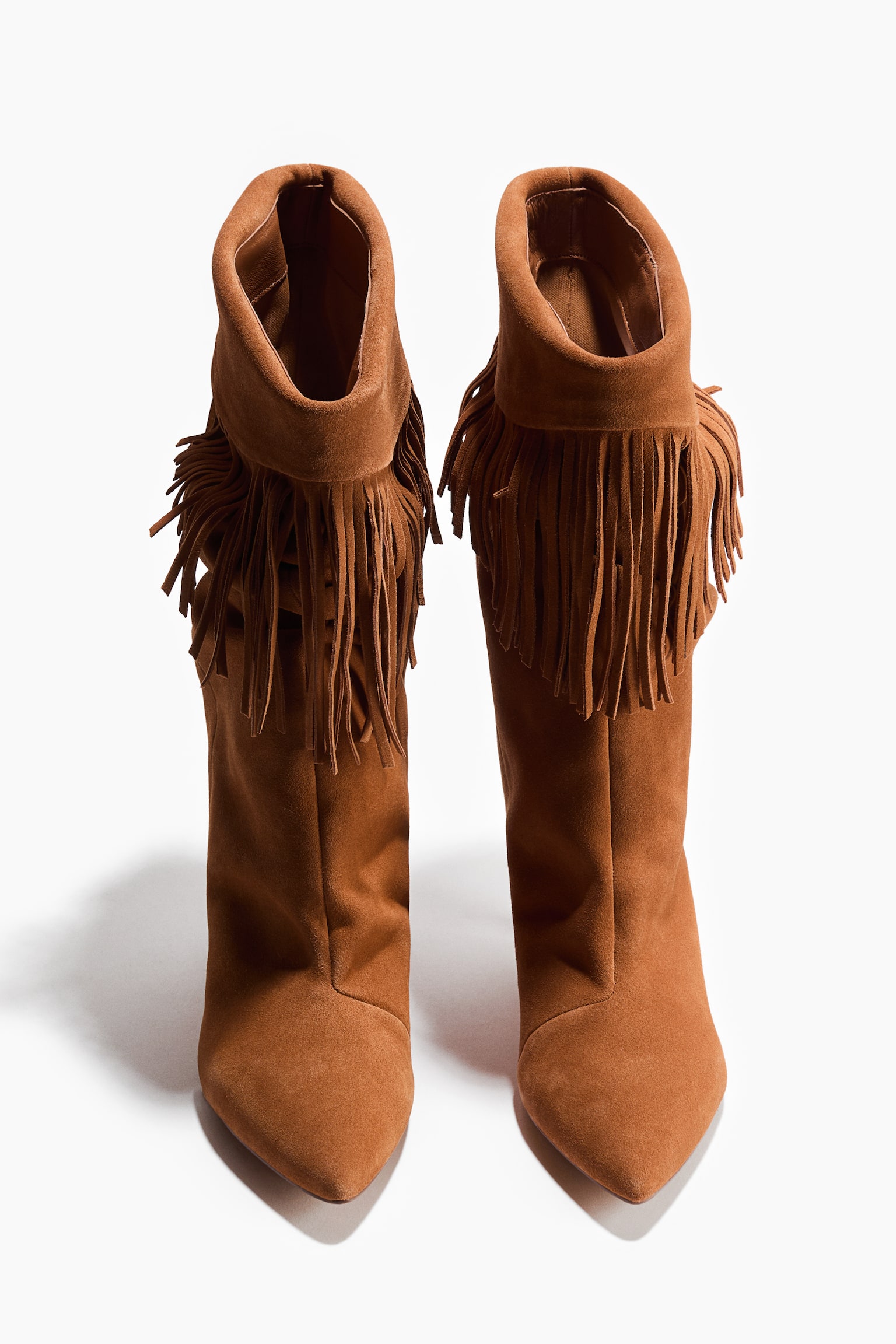 Fringe-trimmed suede boots - Dark beige - 3