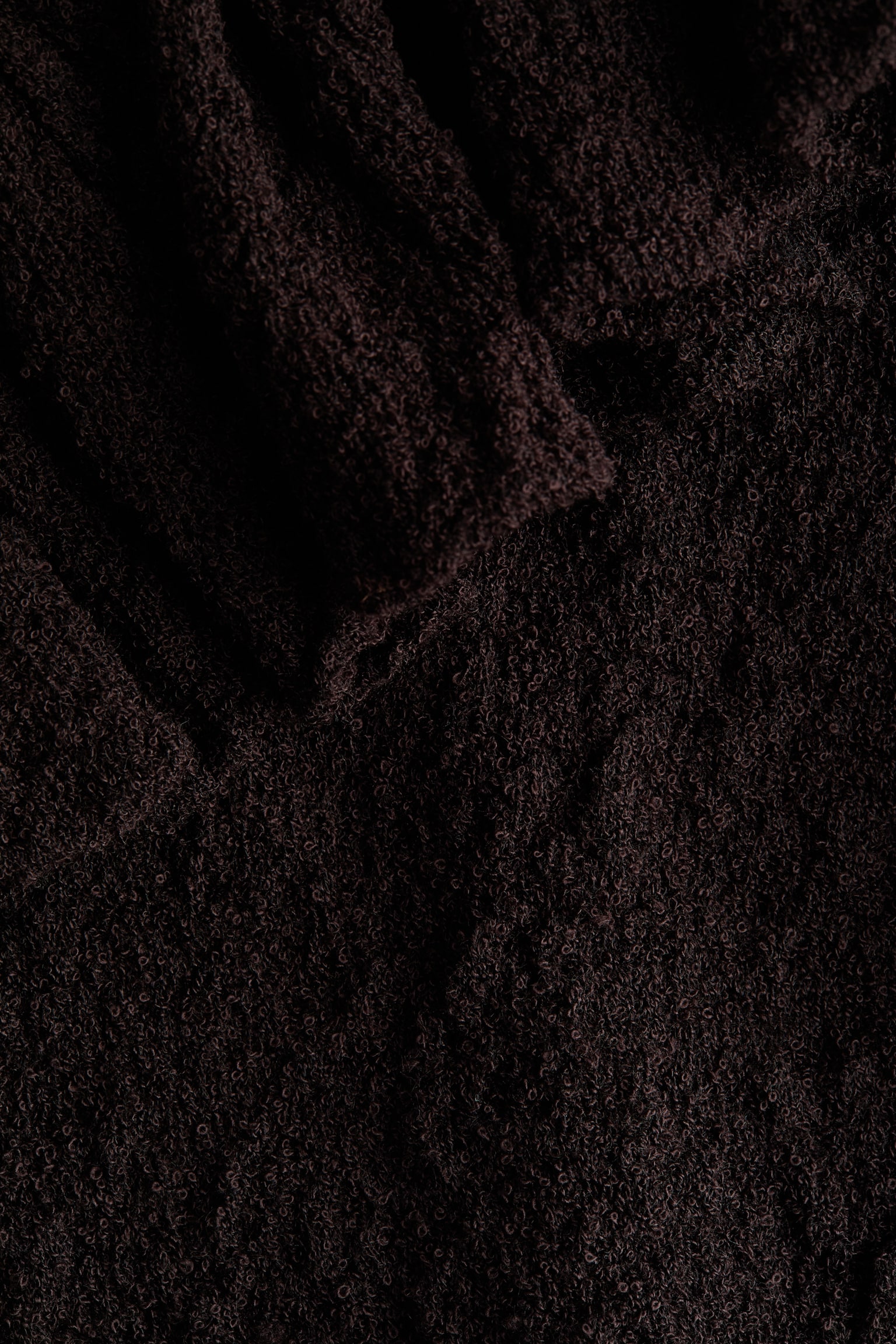 Textured-knit frill-trimmed top - Dark brown/Cream - 3