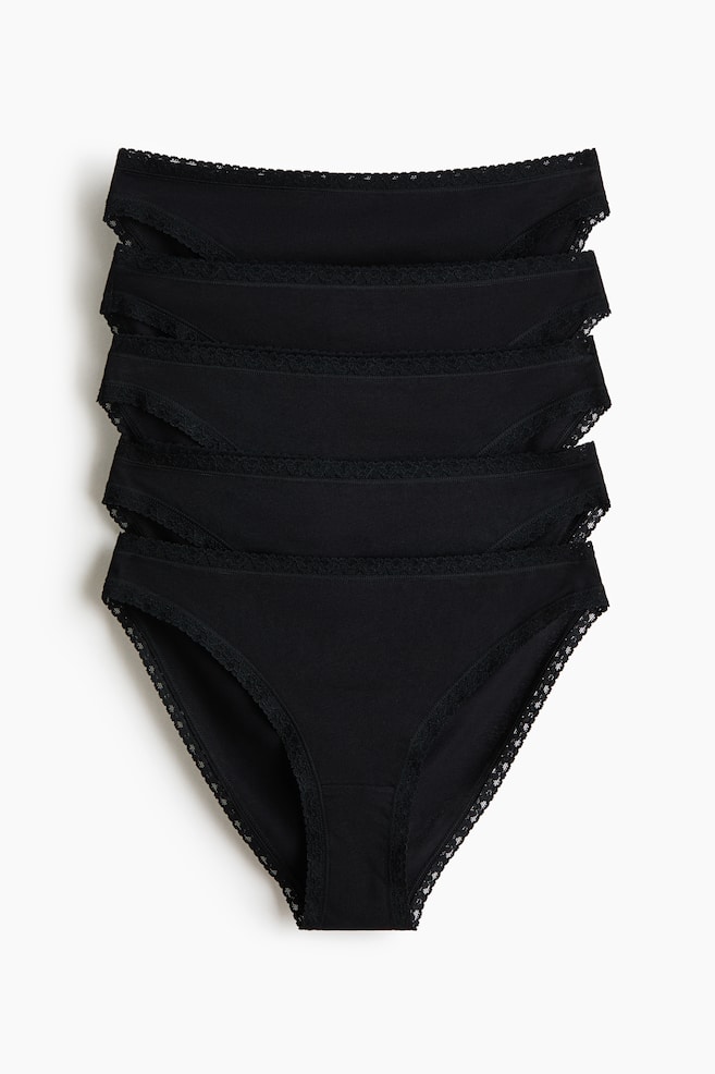 Pack de 5 bragas de algodón - Negro/Gris jaspeado/Azul/Blanco/Azul marino/Rosa claro - 1