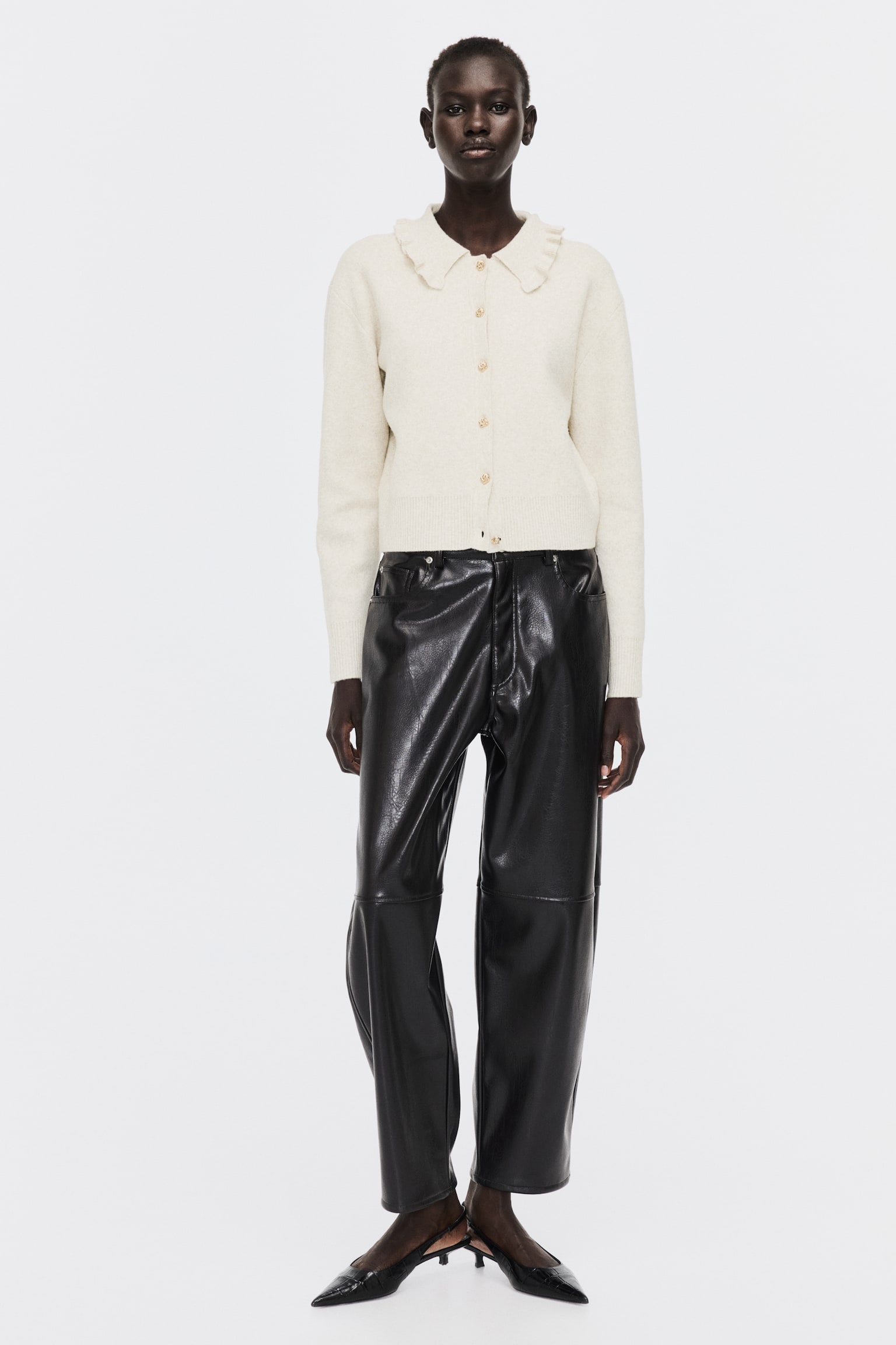 Vest met kraag - Lichtbeige gemêleerd - 4