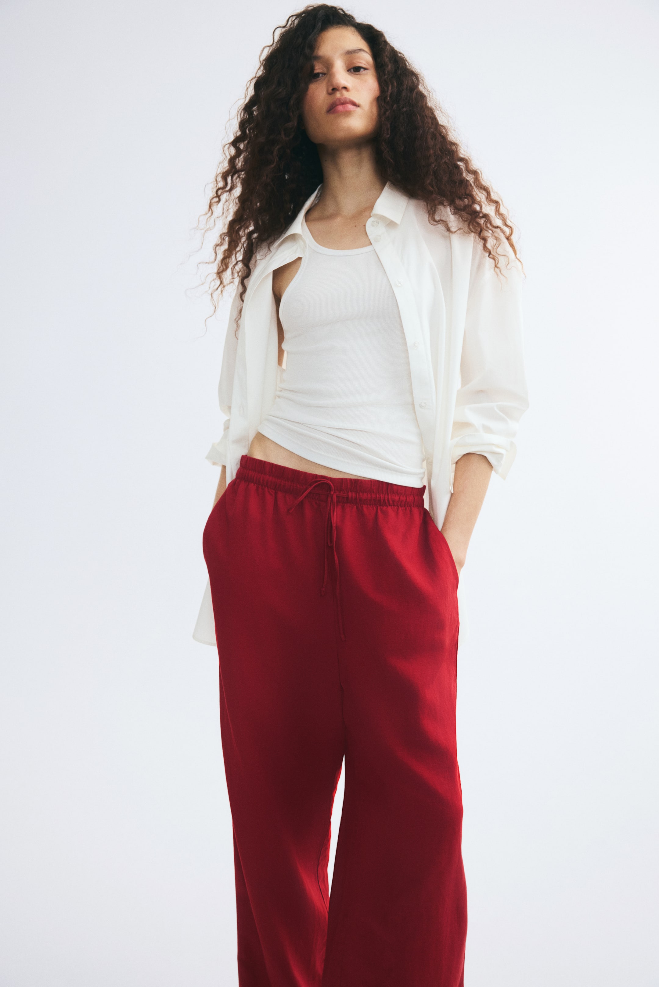 Linen-Blend Pants