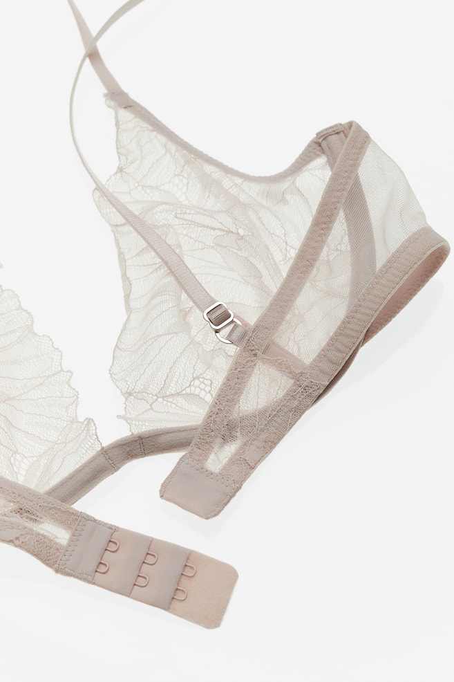 Non-padded underwired lace bra - Pale pink/Black/White/Light grey - 3