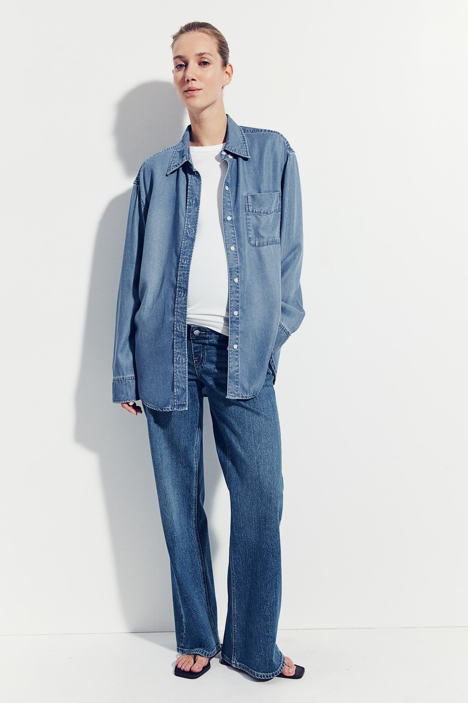 MAMA Tie-belt denim shirt - Denim blue - 6