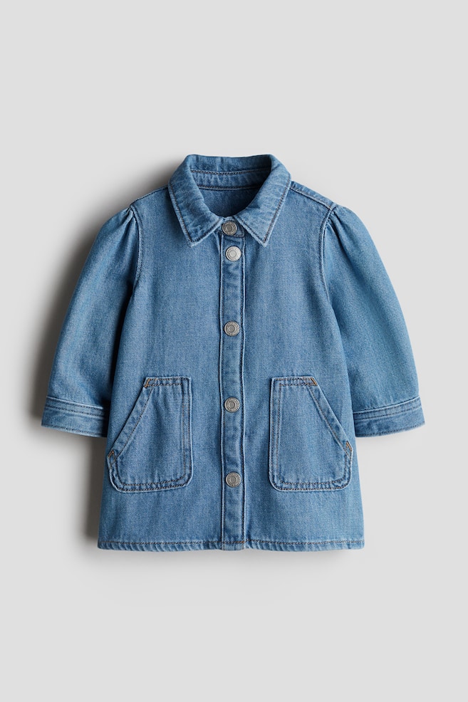 Blusenkleid aus Denim - Denimblau - 1