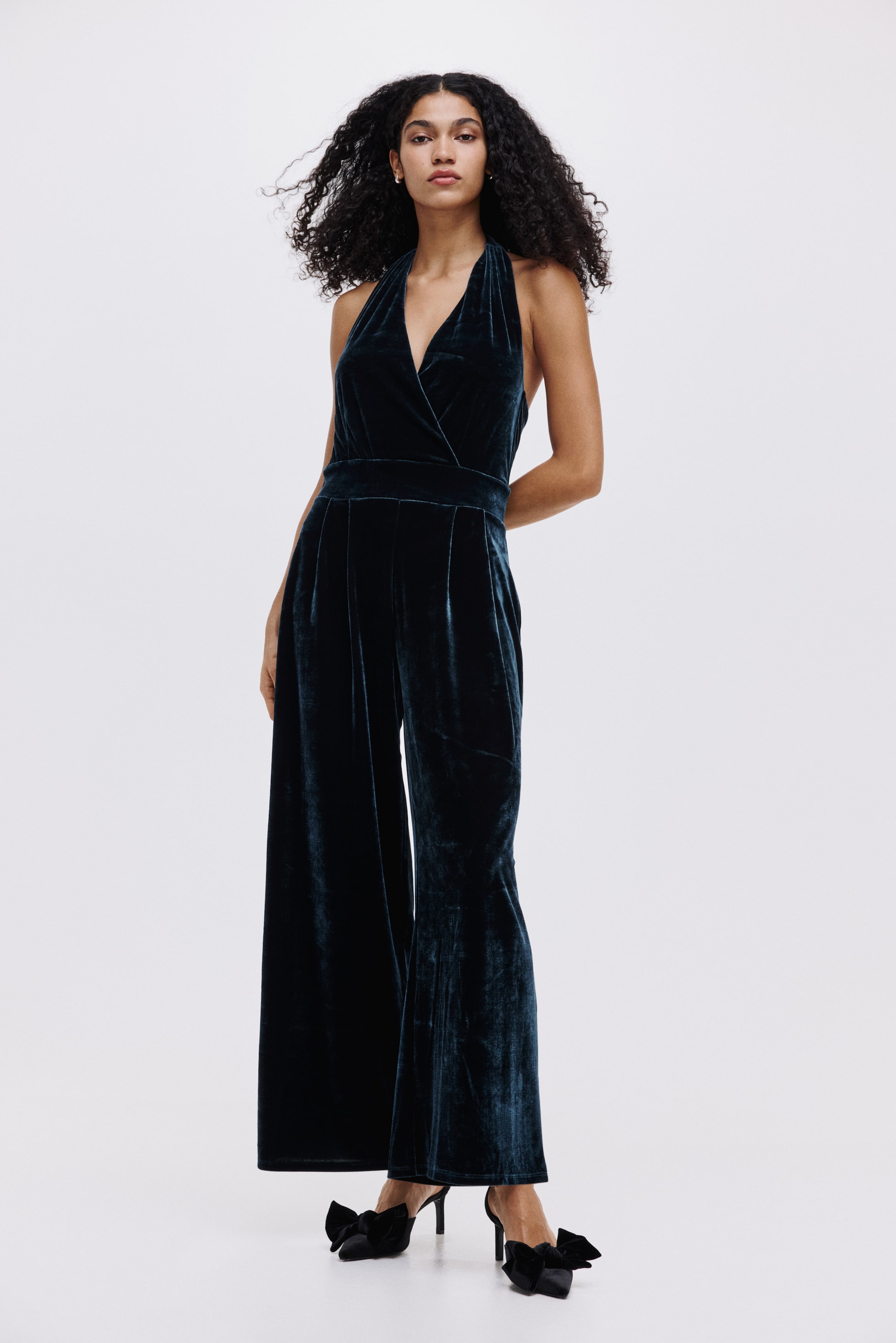 View larger image: Velour jumpsuit - Dark turquoise - Ladies | H&M IN 1