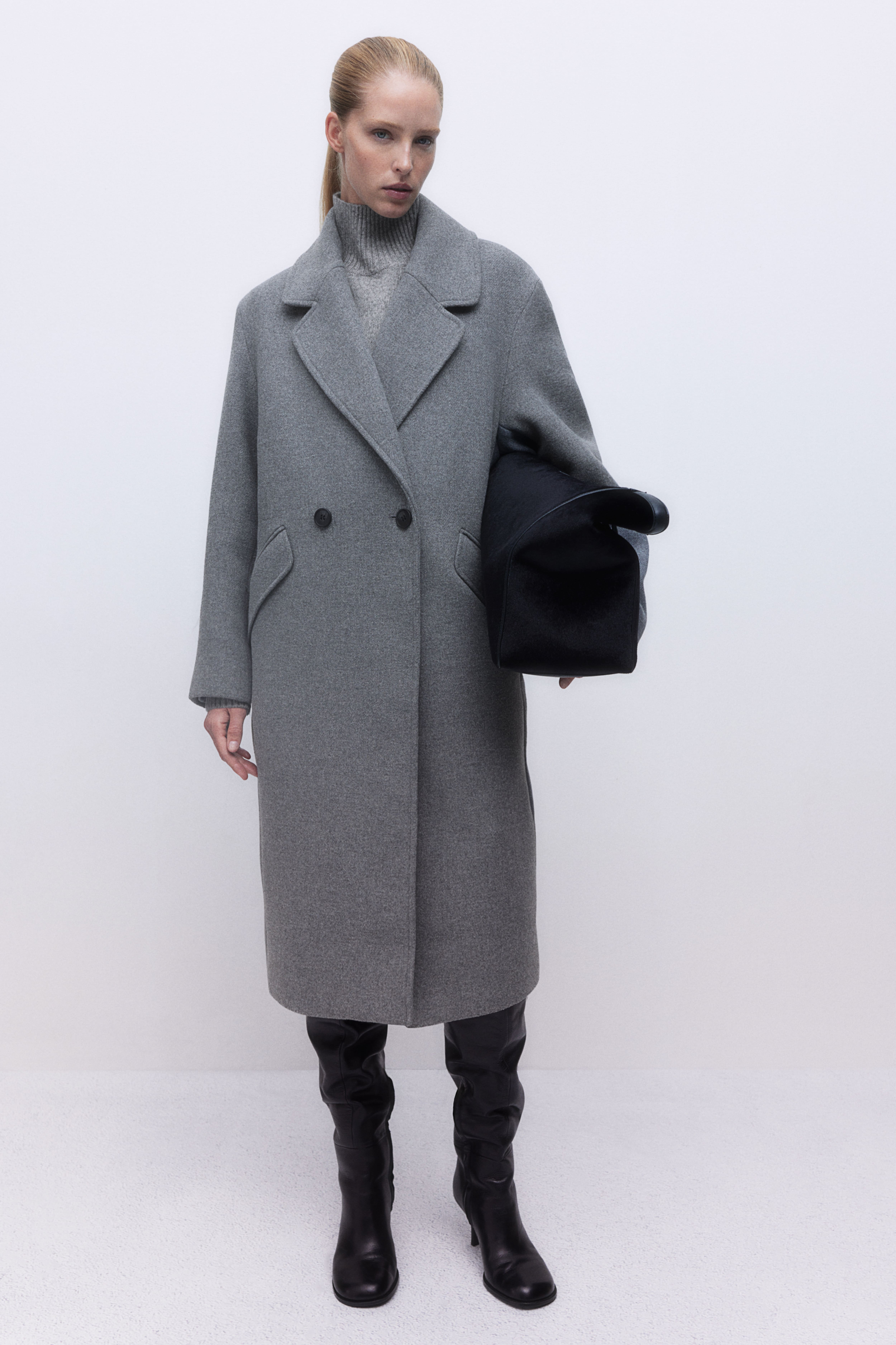 Zara double button sale gray coat