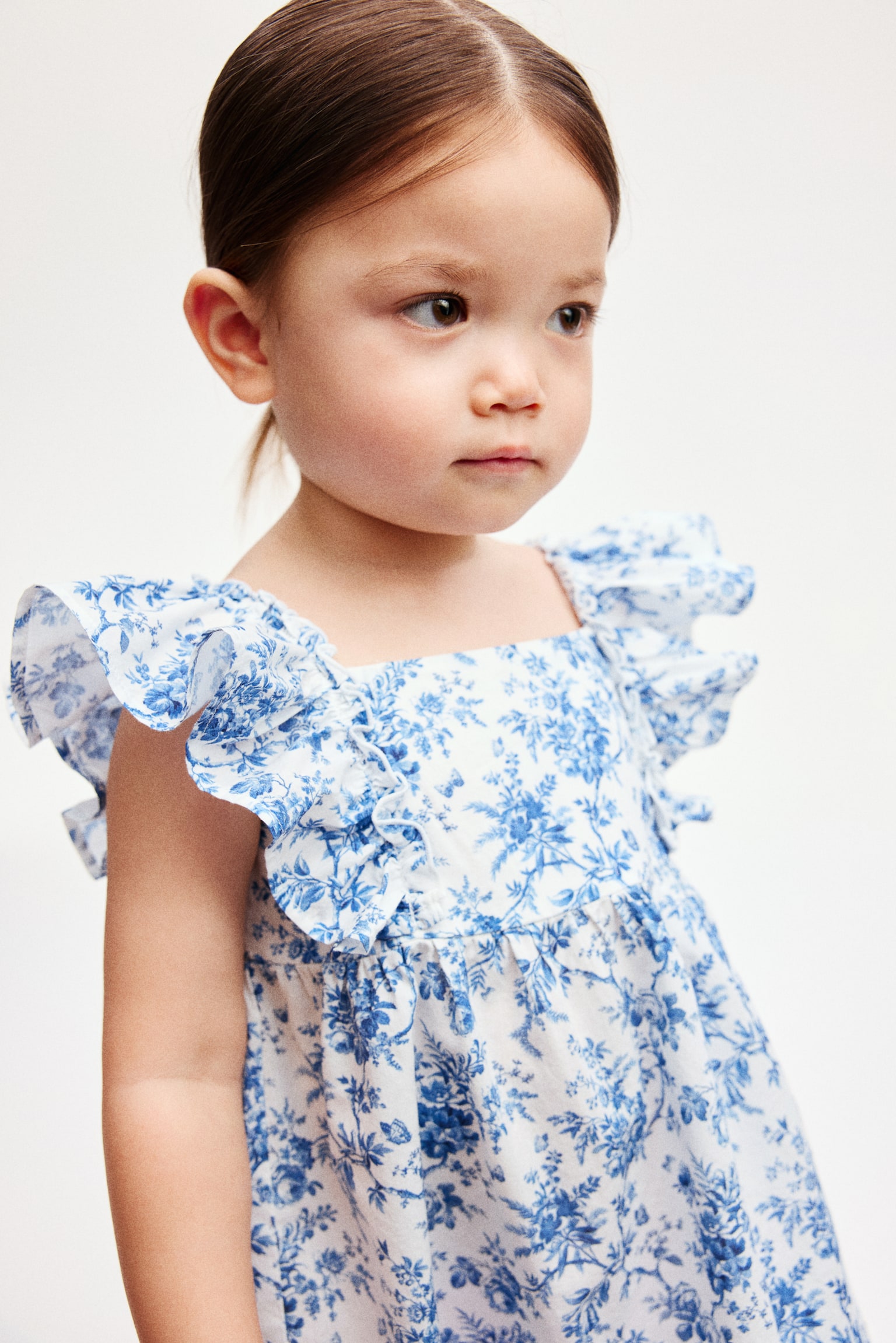 Empire-line cotton dress - Blue/Floral/Peach/Floral - 1