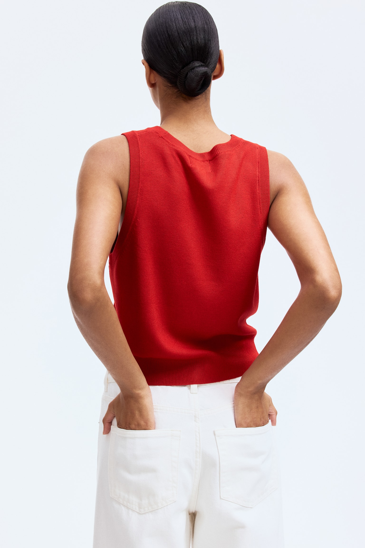 Áo gi-lê chui đầu dệt kim mịn - Màu đỏ - 4