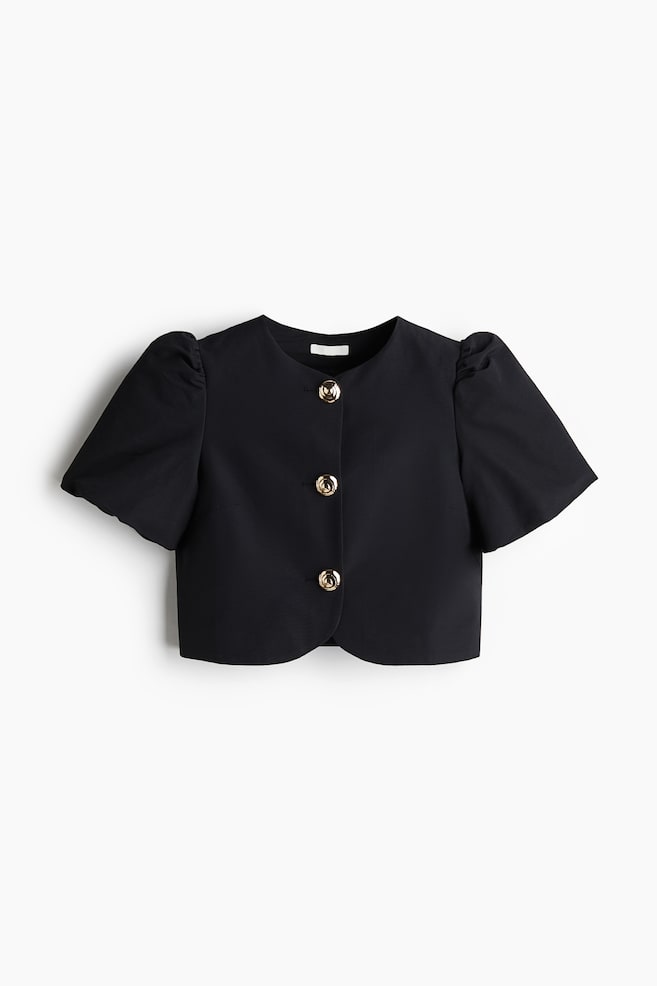 Blouse à manches bouffantes - Noir - 1