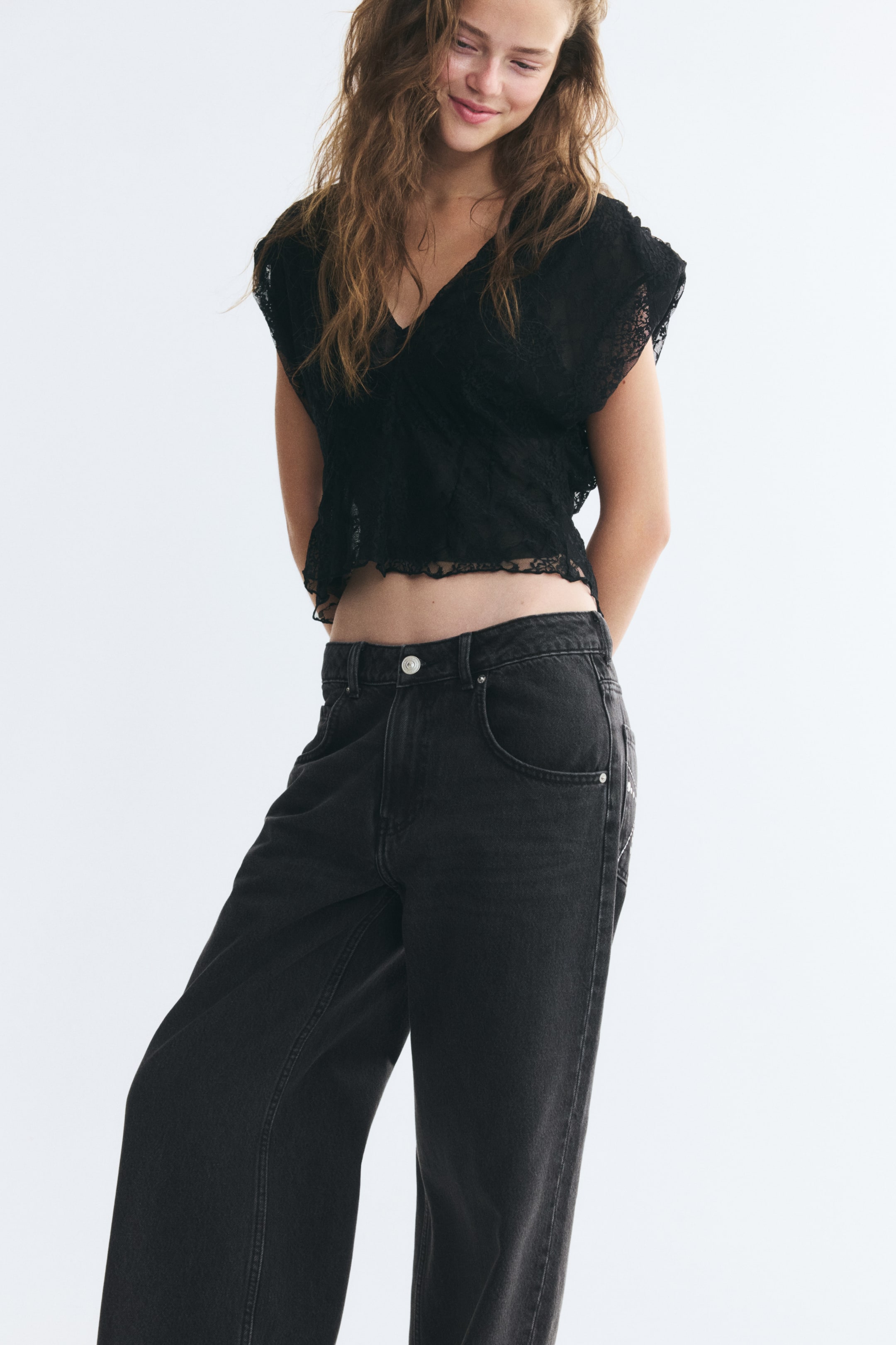 View larger image: Baggy Low Waist Jeans - Black - Ladies | H&M 1