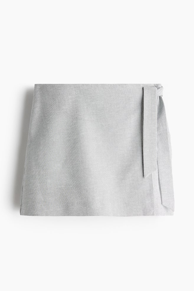 Jupe-short en lin mélangé - Blanc/rayé - 1