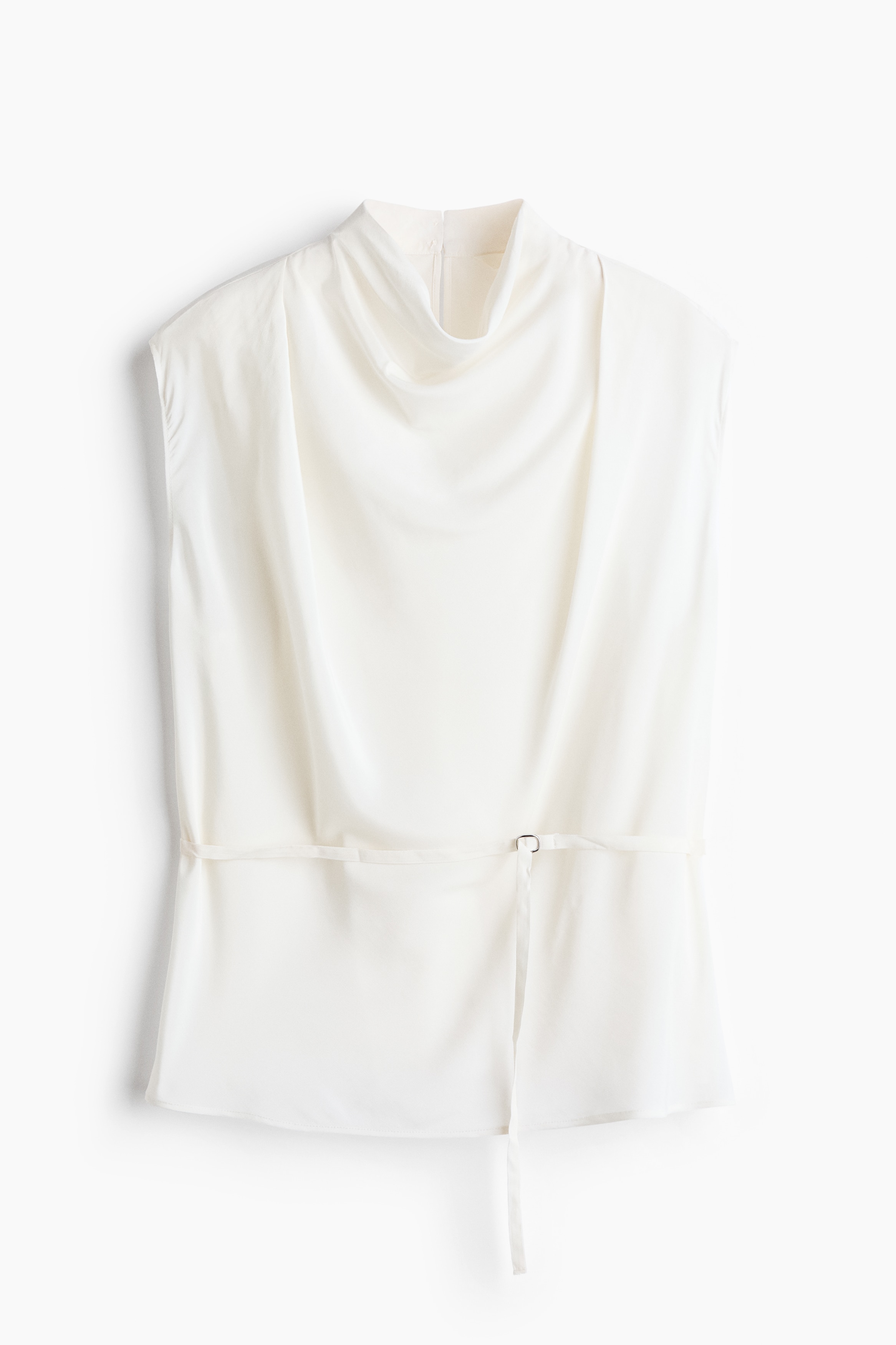 Belted Cowl-Neck Top
